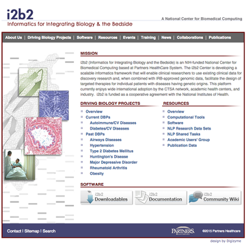 Screenshot of i2b2.org homepage in 2015